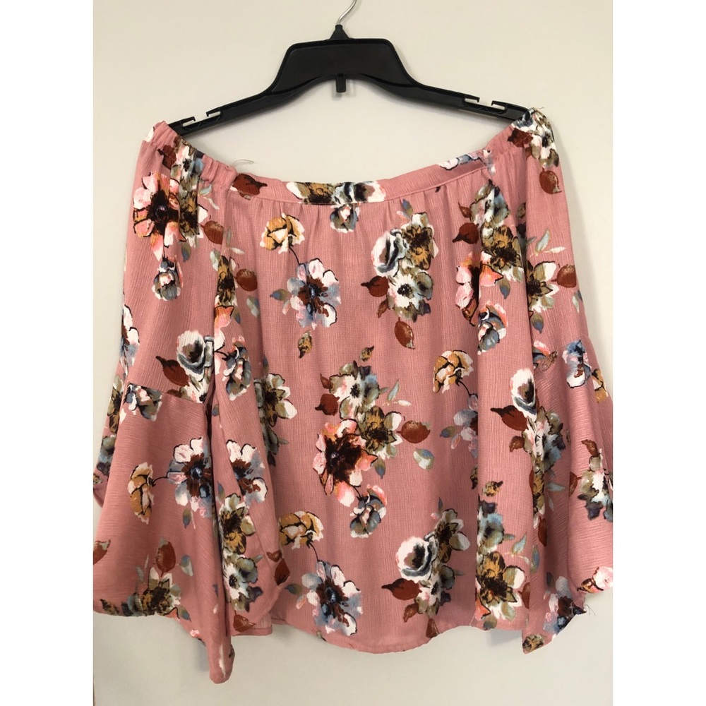 Off the Shoulder Floral Top Bell Sleeve
